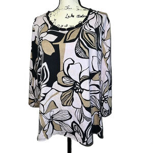 Alfred dunner Women's Floral Blouse cotton blend 1X